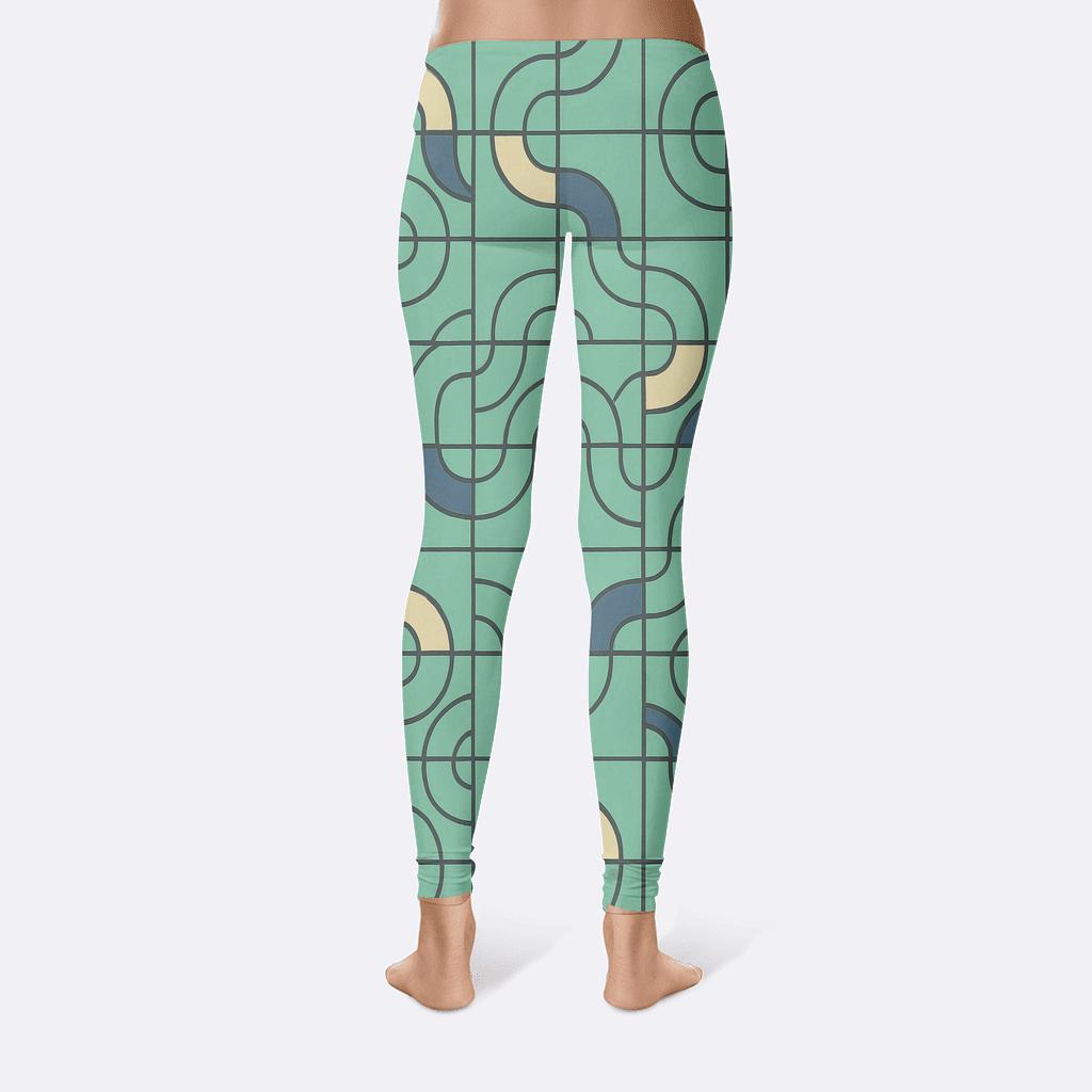 Arc Segment Weave Grid designer patterned leggings