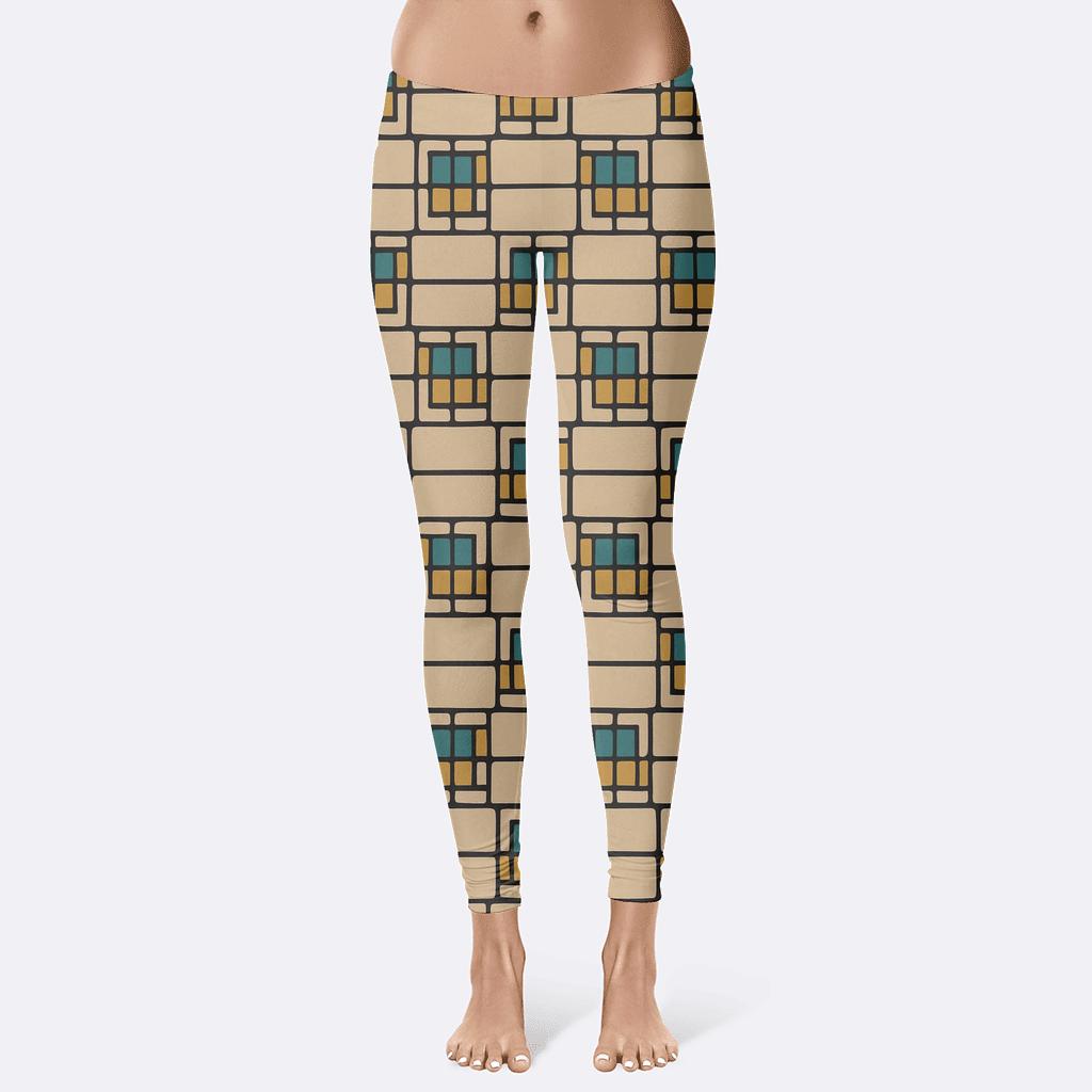 Offset Brick Micro Mosaic comfortable yoga leggings