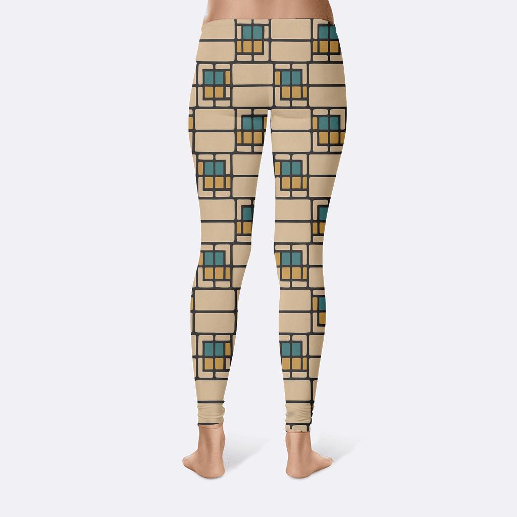Offset Brick Micro Mosaic comfortable yoga leggings