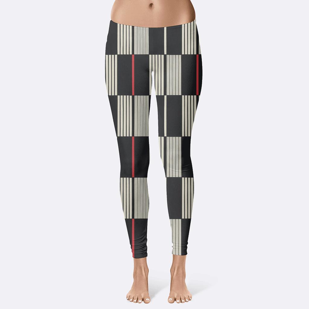 Binary Orbit Pinstripe Logic designer patterned leggings