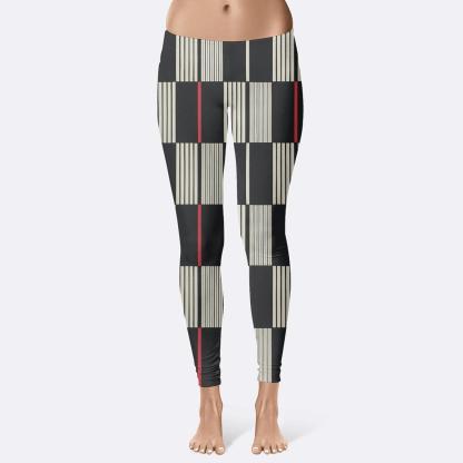 Binary Orbit Pinstripe Logic designer patterned leggings