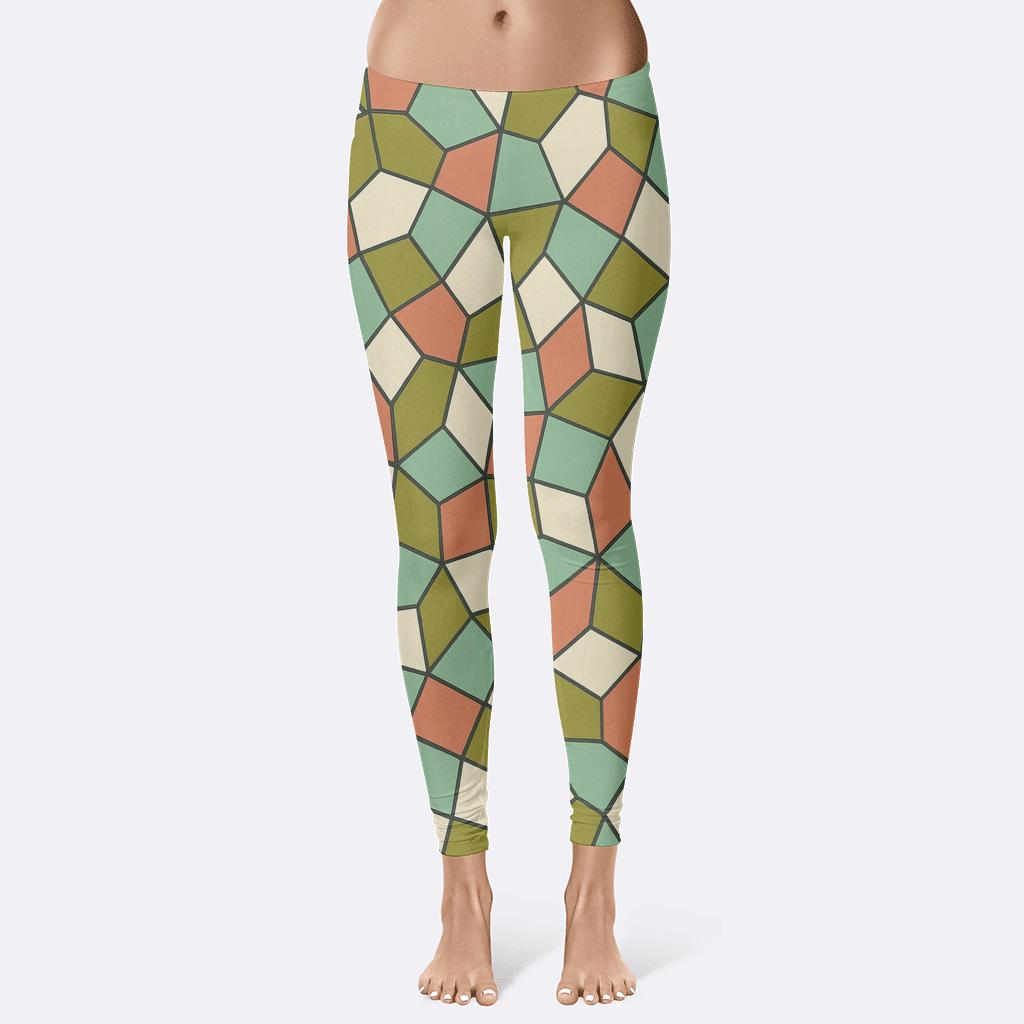 Irregular Polygon Patch Mosaic stylish workout leggings