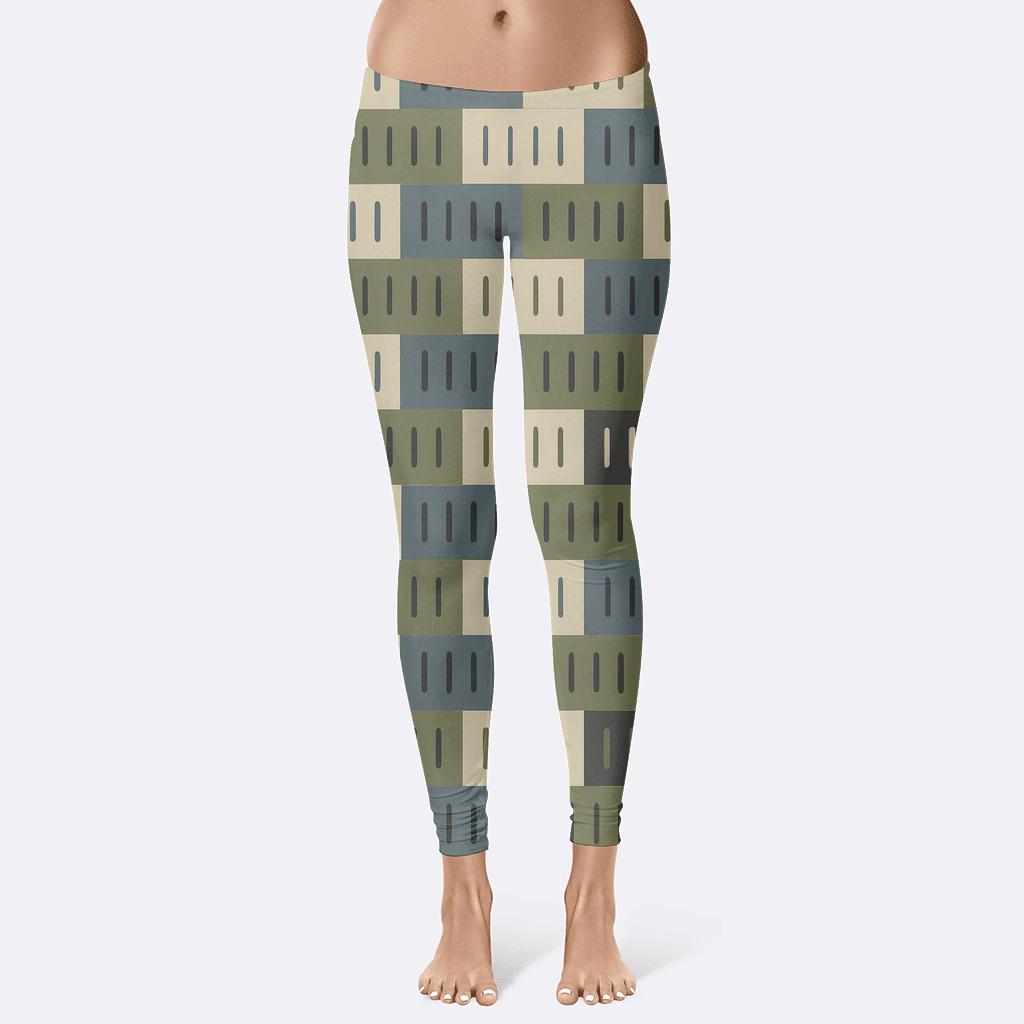 Offset Brick Lattice With Tick Marks custom leggings