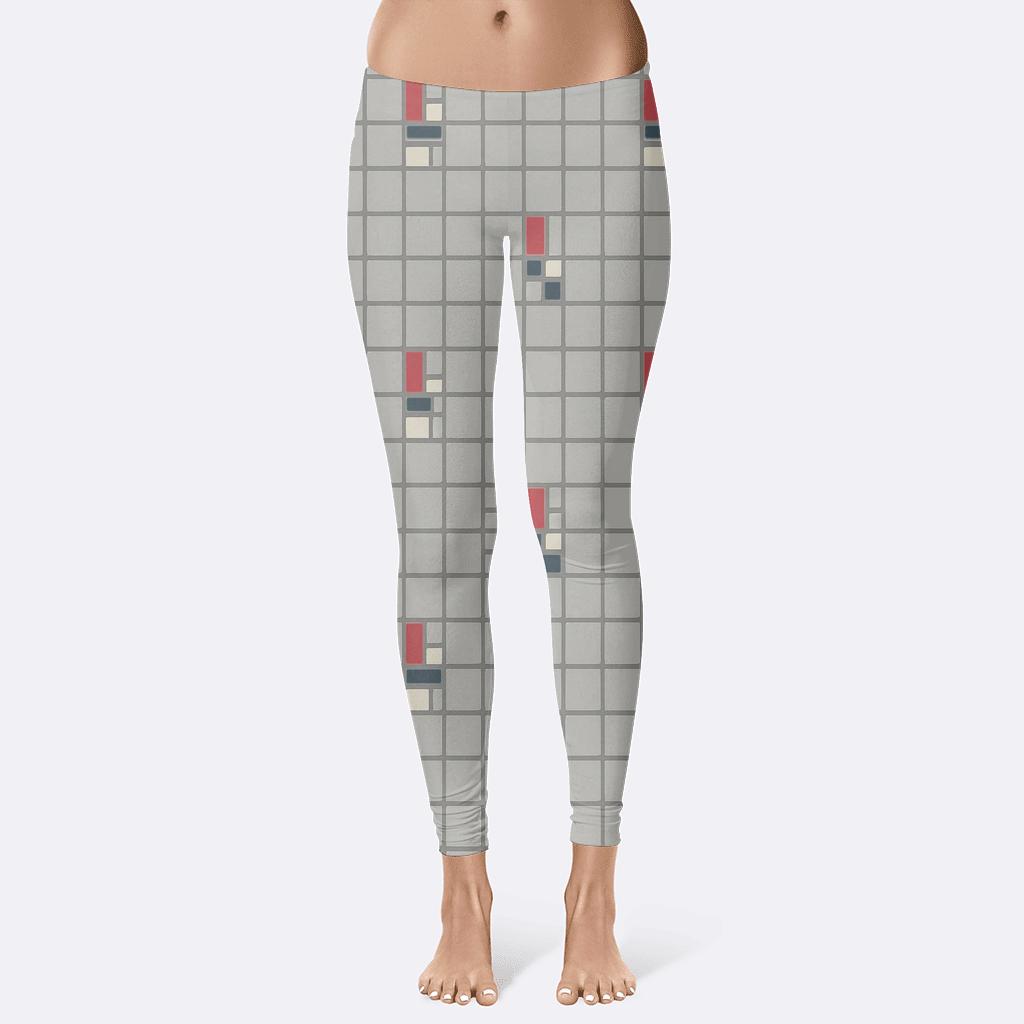Orthogonal Crosshatch With Broken Cells high-waist leggings