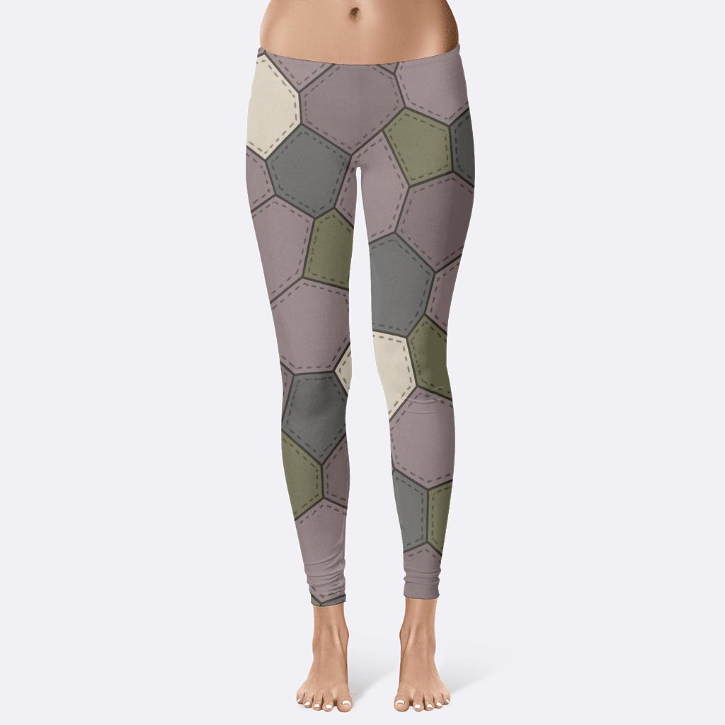 Irregular Polygon Quilt With Edge Stitch Lines high-waist leggings