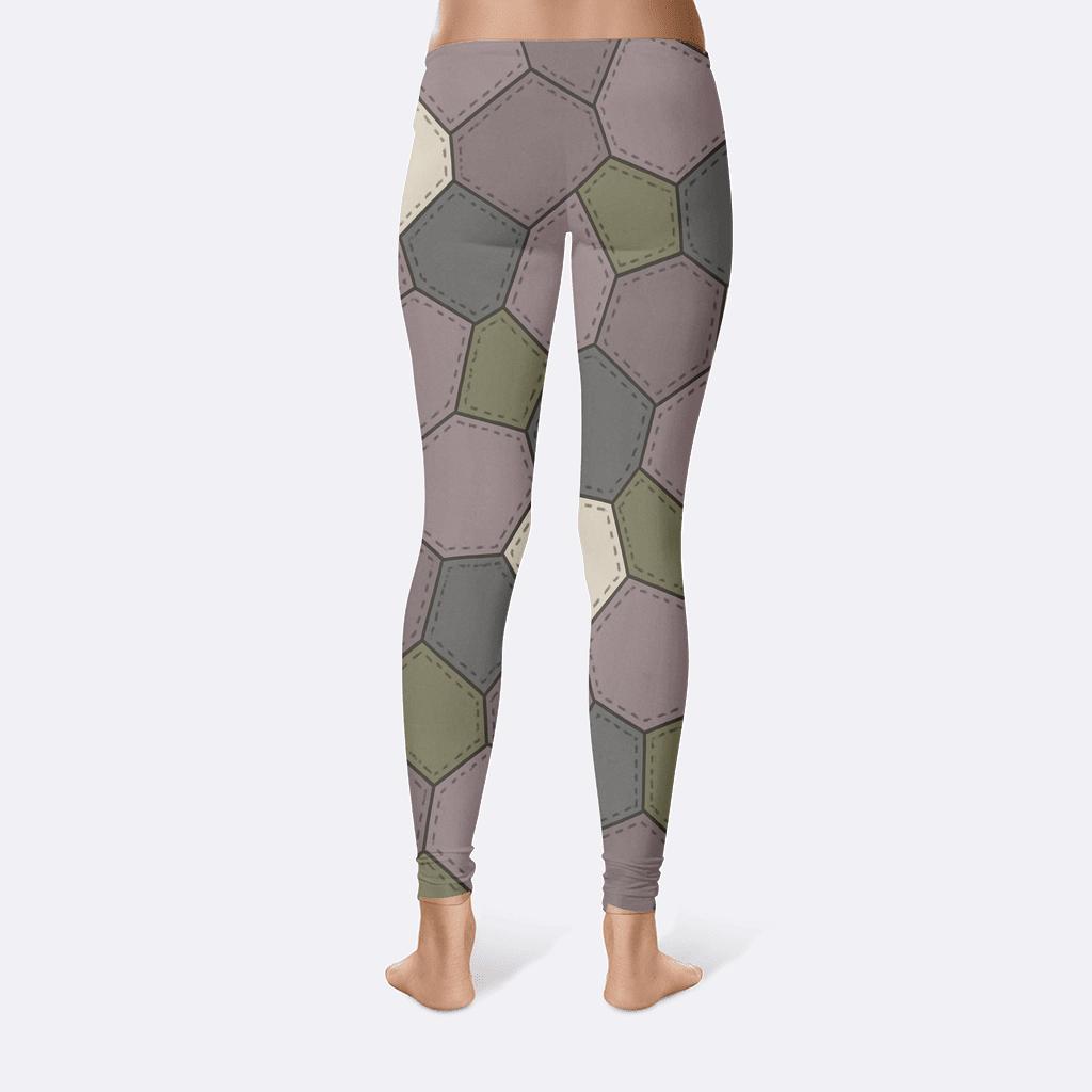 Irregular Polygon Quilt With Edge Stitch Lines high-waist leggings