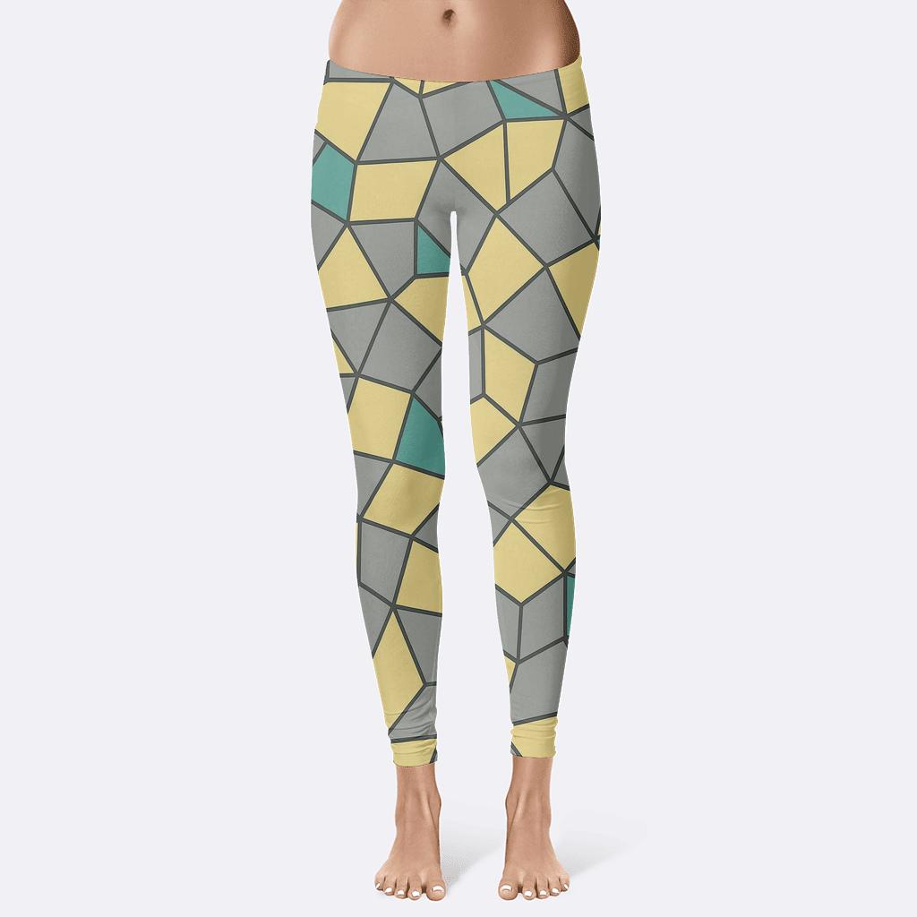 Polygon Quilt Fracture Repeat trendy athletic leggings