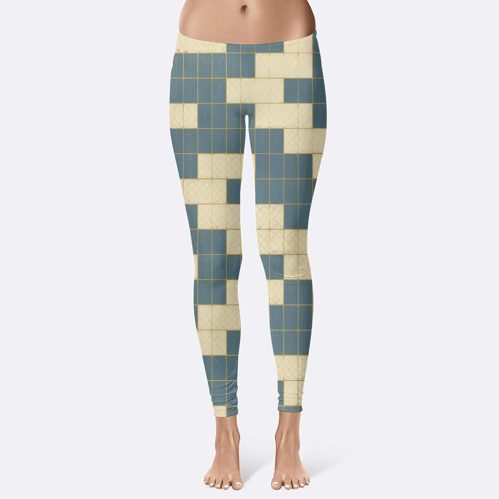 Offset Brick Crosshatch designer patterned leggings