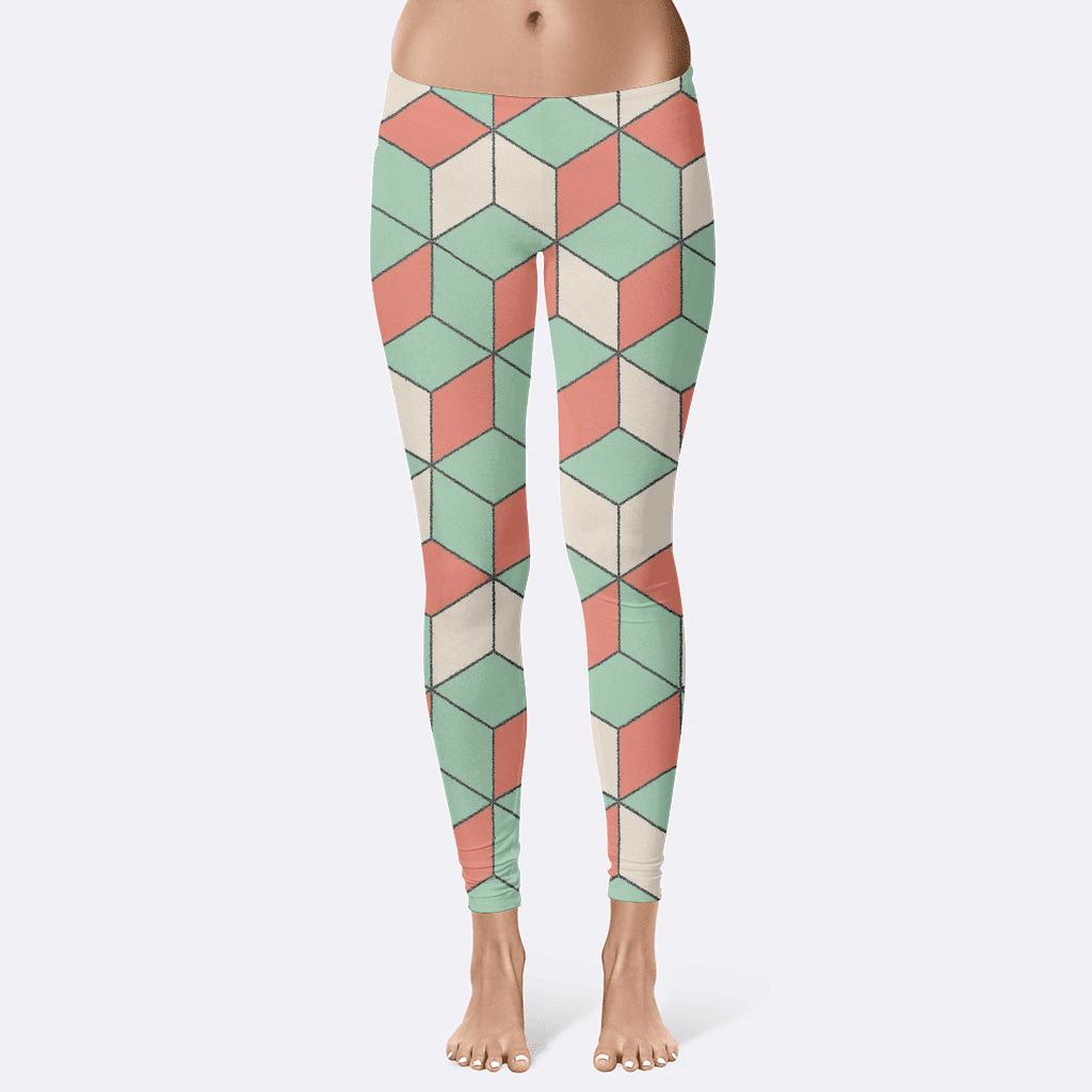 Prismatic Hex Stitch Tiling soft cotton leggings