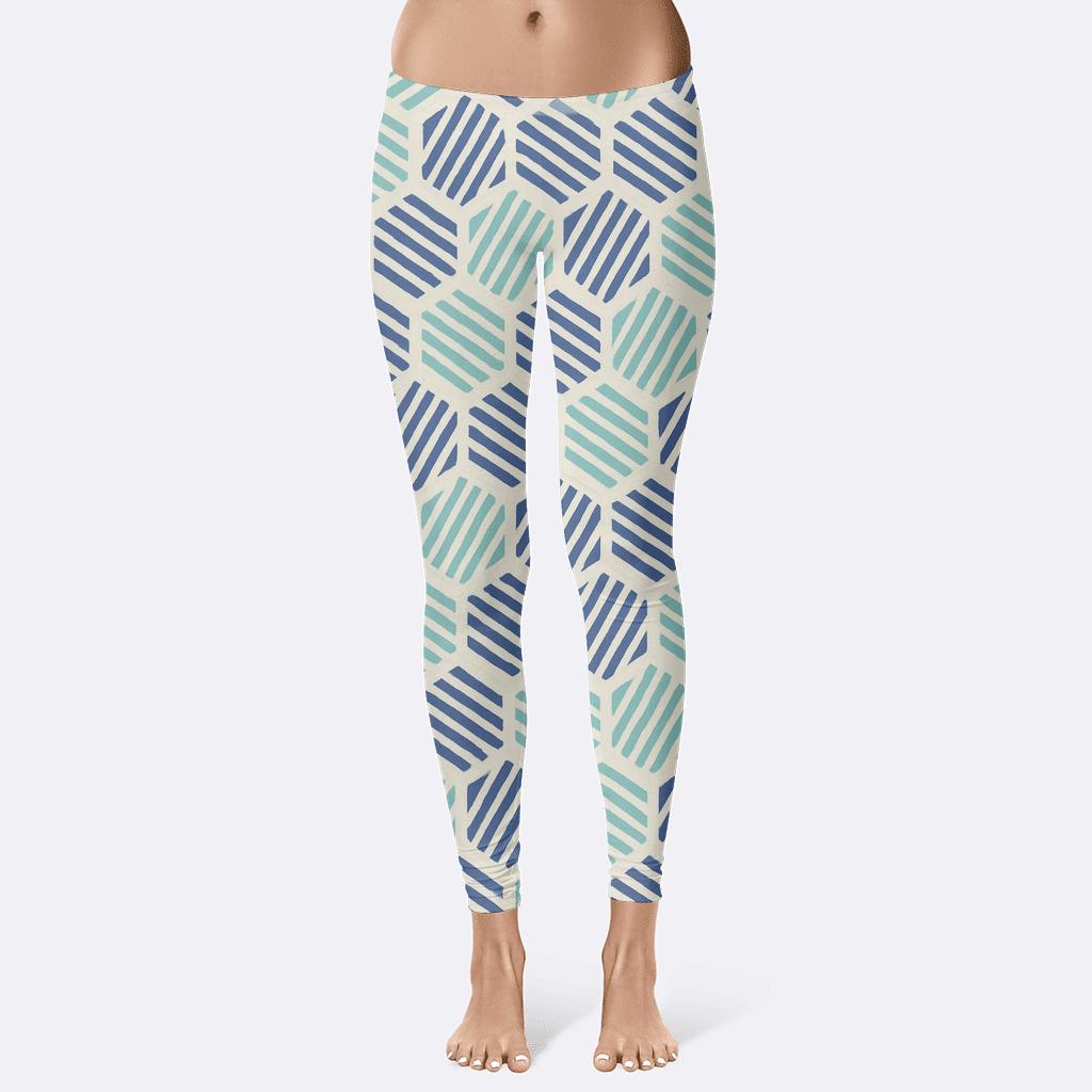 Hex Tile Drift Gradient Stripes high-waist leggings