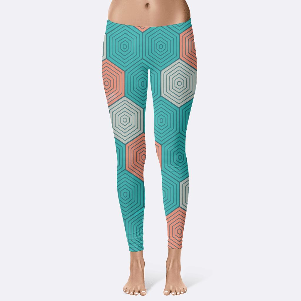 Chromatic Hex Ripple Tiling unique fashion leggings