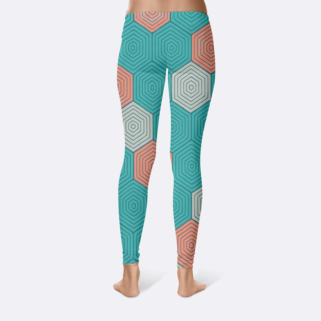 Chromatic Hex Ripple Tiling unique fashion leggings