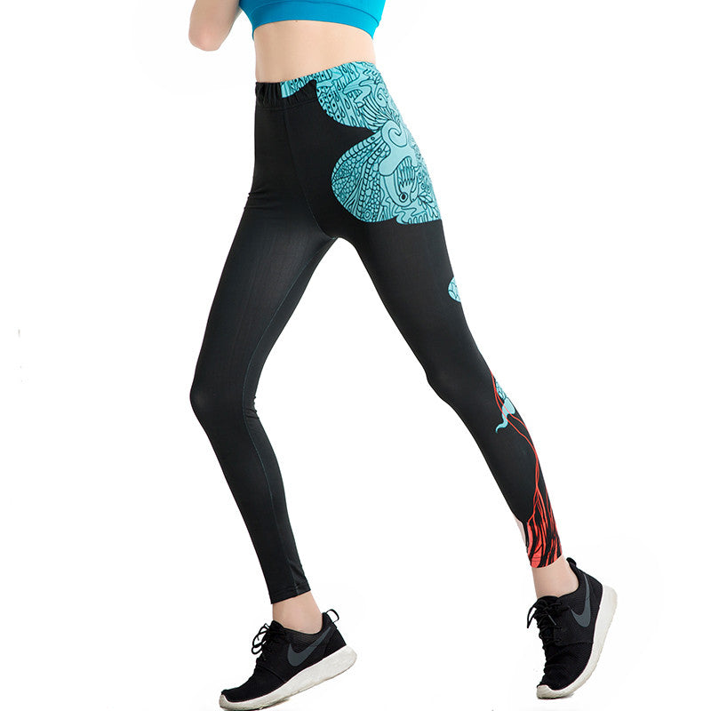 Asymmetry Tattoo Print Colorful Leggings-Legletic