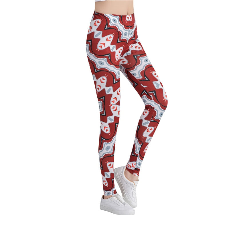 Red Printed Leggings-Legletic