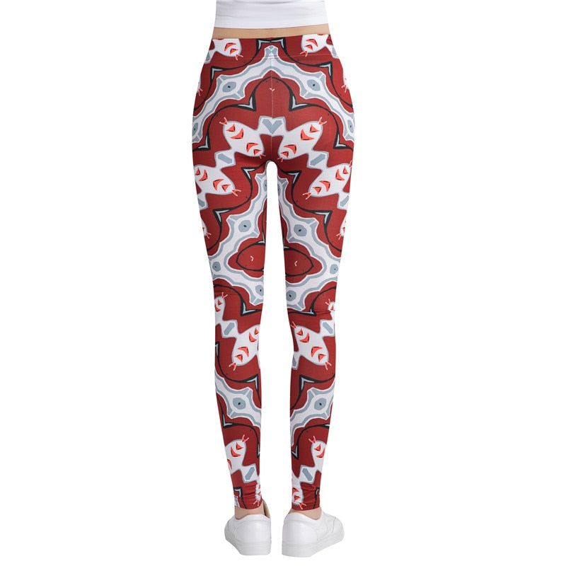 Red Printed Leggings-Legletic