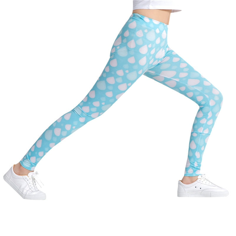 Sky Blue Printed Colorful Print Leggings-Legletic