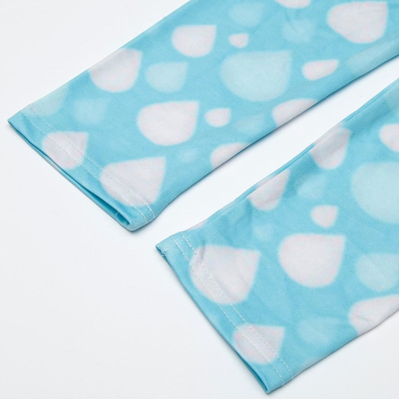 Sky Blue Printed Colorful Print Leggings-Legletic