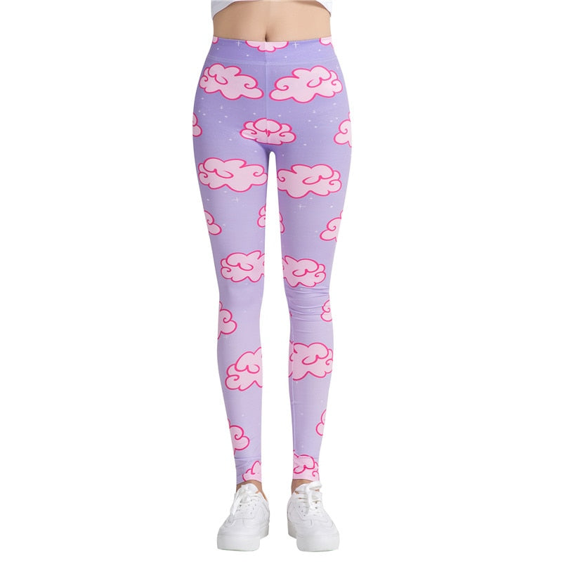 Pink Clouds Colorful Print Leggings-Legletic