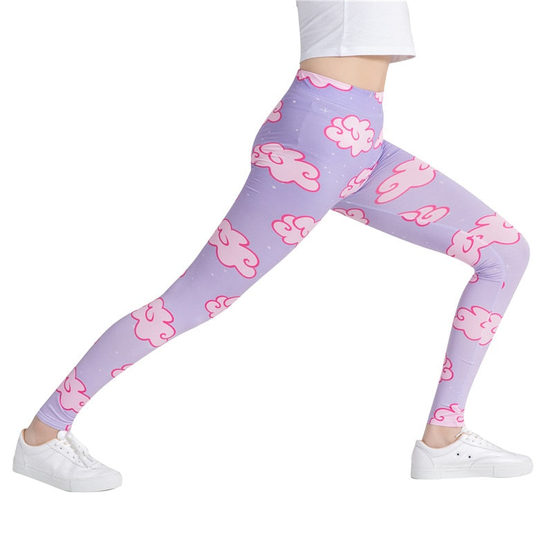 Pink Clouds Colorful Print Leggings-Legletic