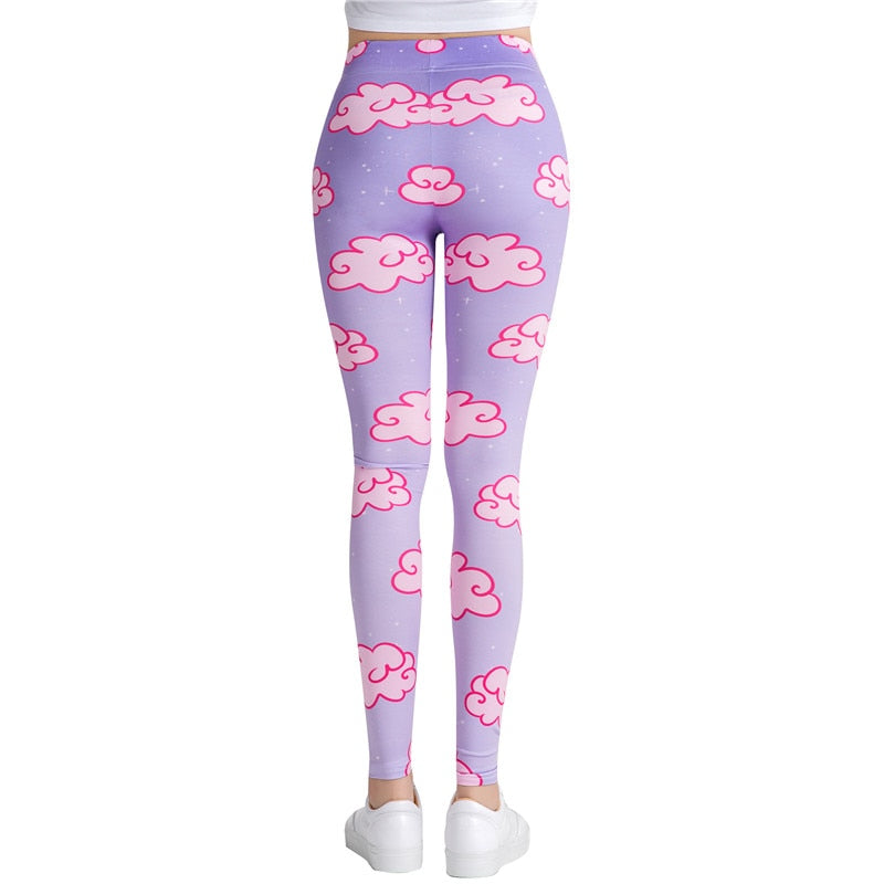 Pink Clouds Colorful Print Leggings-Legletic