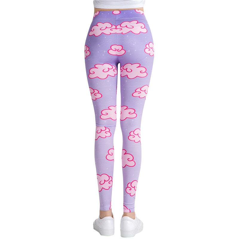 Pink Clouds Colorful Print Leggings-Legletic