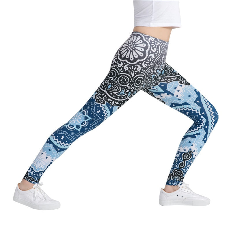 Black and Blue Mandala Print Leggings-Legletic
