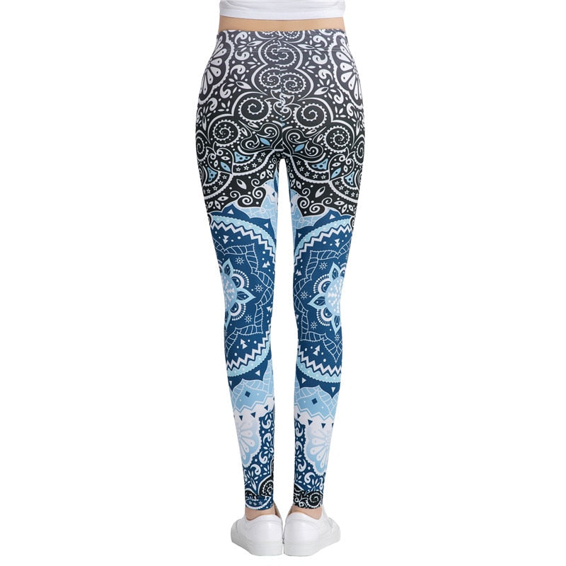Black and Blue Mandala Print Leggings-Legletic