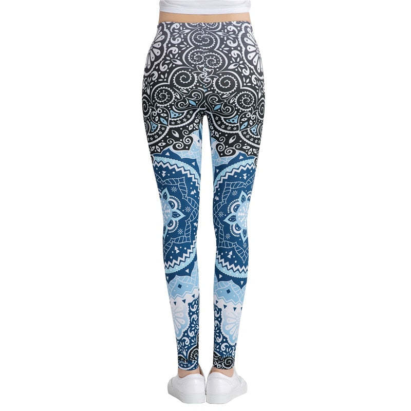 Black and Blue Mandala Print Leggings-Legletic