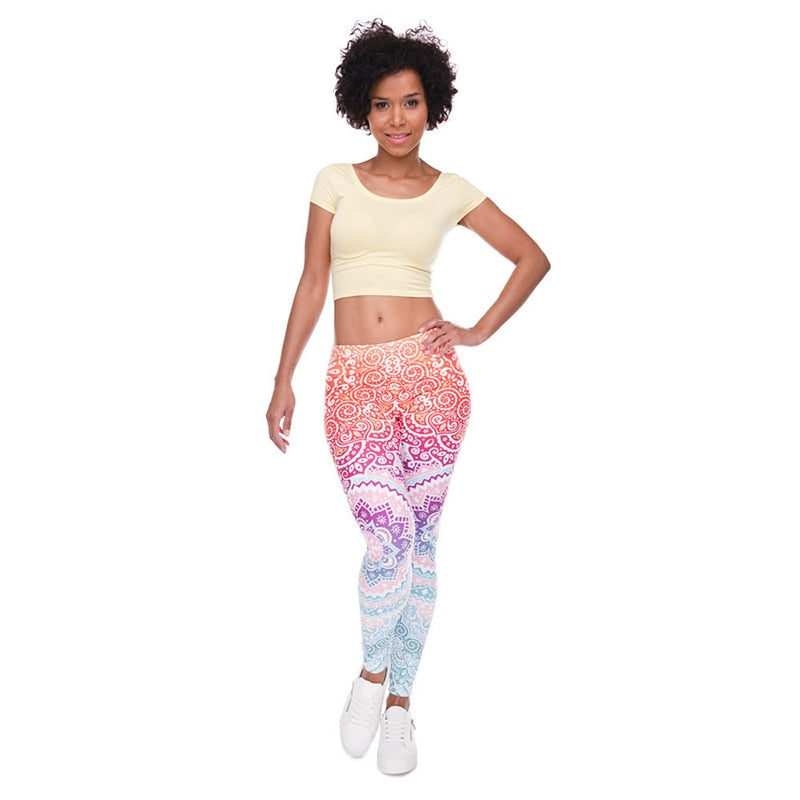 Orange Fashion Colorful Print Leggings-Legletic