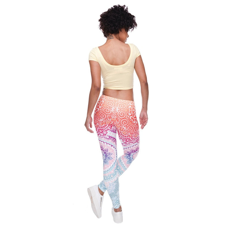 Orange Fashion Colorful Print Leggings-Legletic