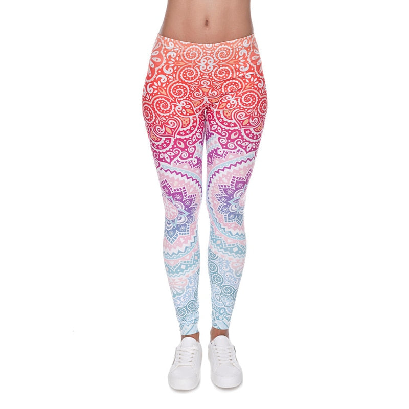 Orange Fashion Colorful Print Leggings-Legletic