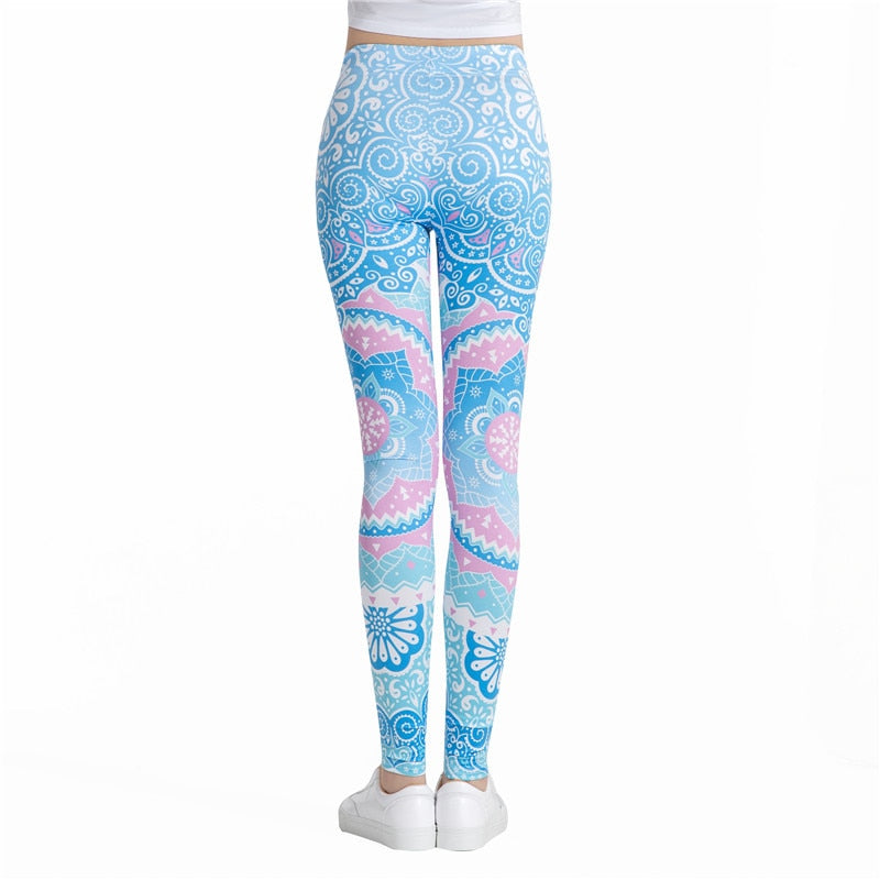 Blue Fitness Colorful Print Leggings-Legletic
