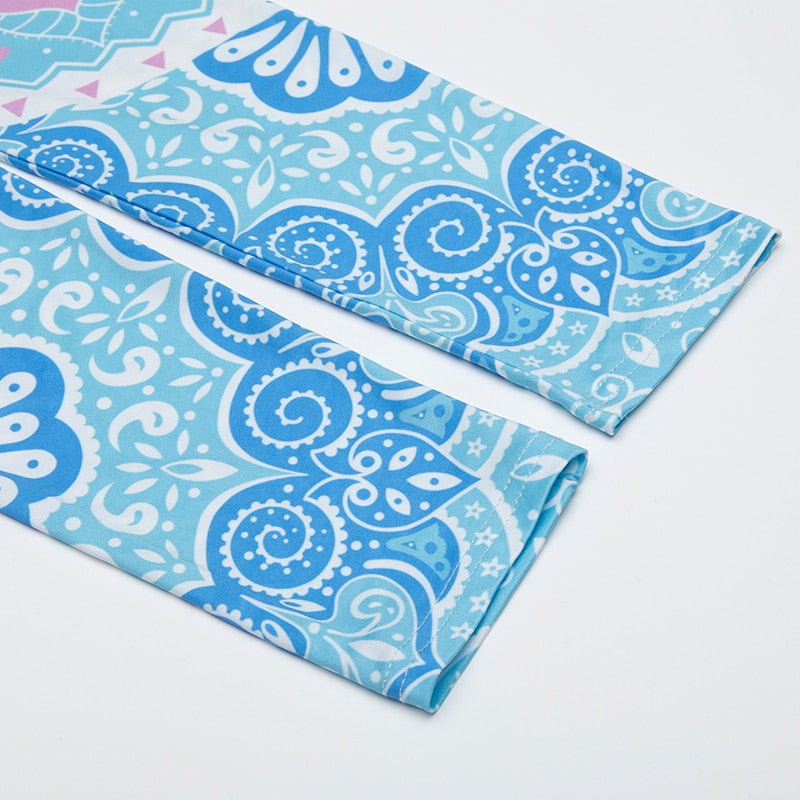 Blue Fitness Colorful Print Leggings-Legletic