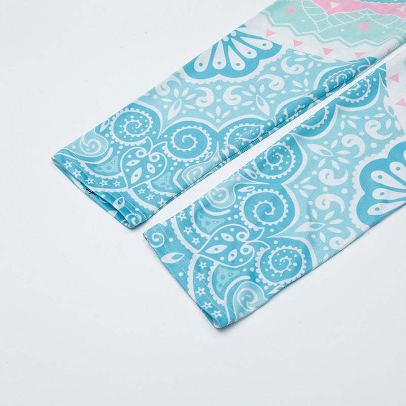 Sea Green Mandala Colorful Print Leggings-Legletic