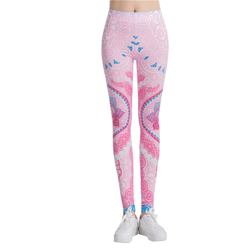 Pink Mandala Fashion Colorful Print Leggings-Legletic
