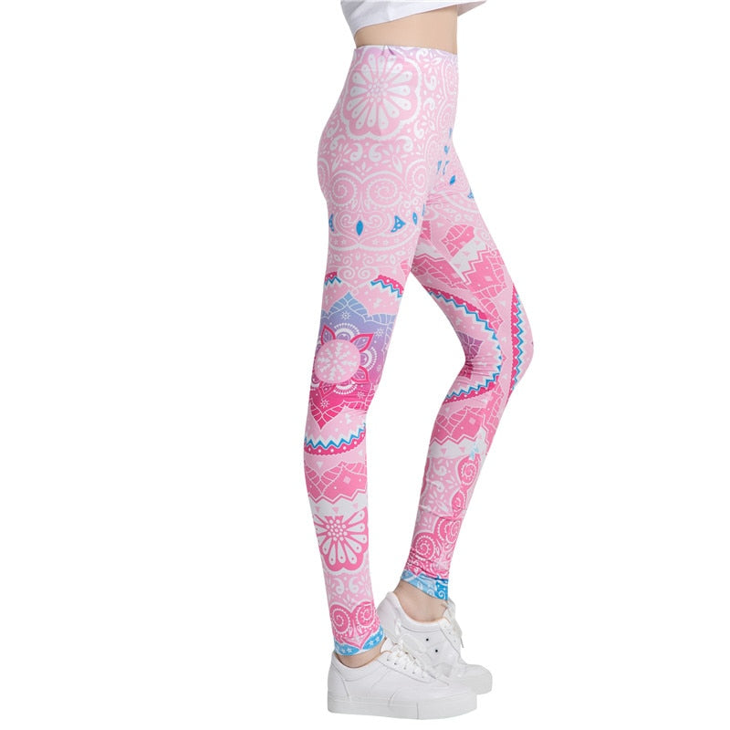 Pink Mandala Fashion Colorful Print Leggings-Legletic