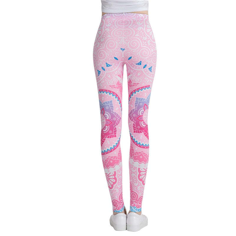 Pink Mandala Fashion Colorful Print Leggings-Legletic