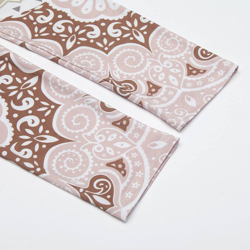 Mandala Beige Color Print Leggings-Legletic
