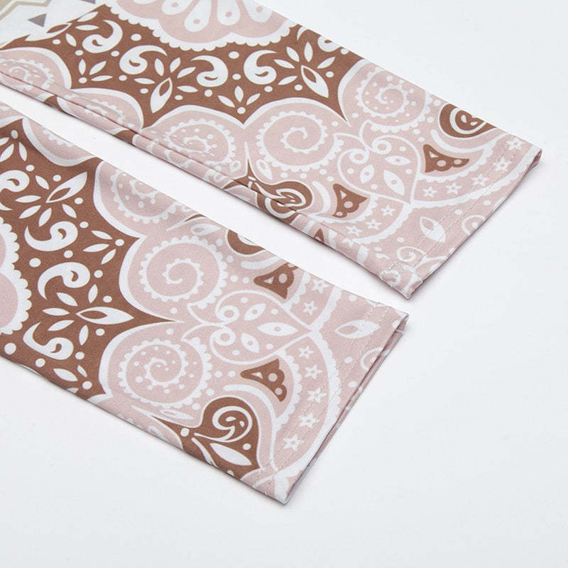 Mandala Beige Color Print Leggings-Legletic