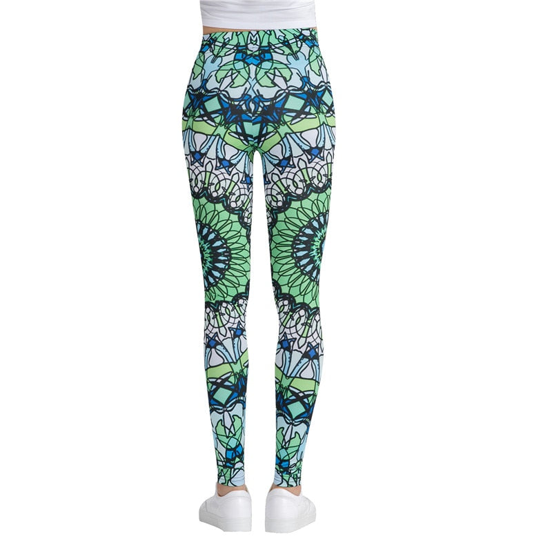 Abstract Green Colorful Print Leggings-Legletic