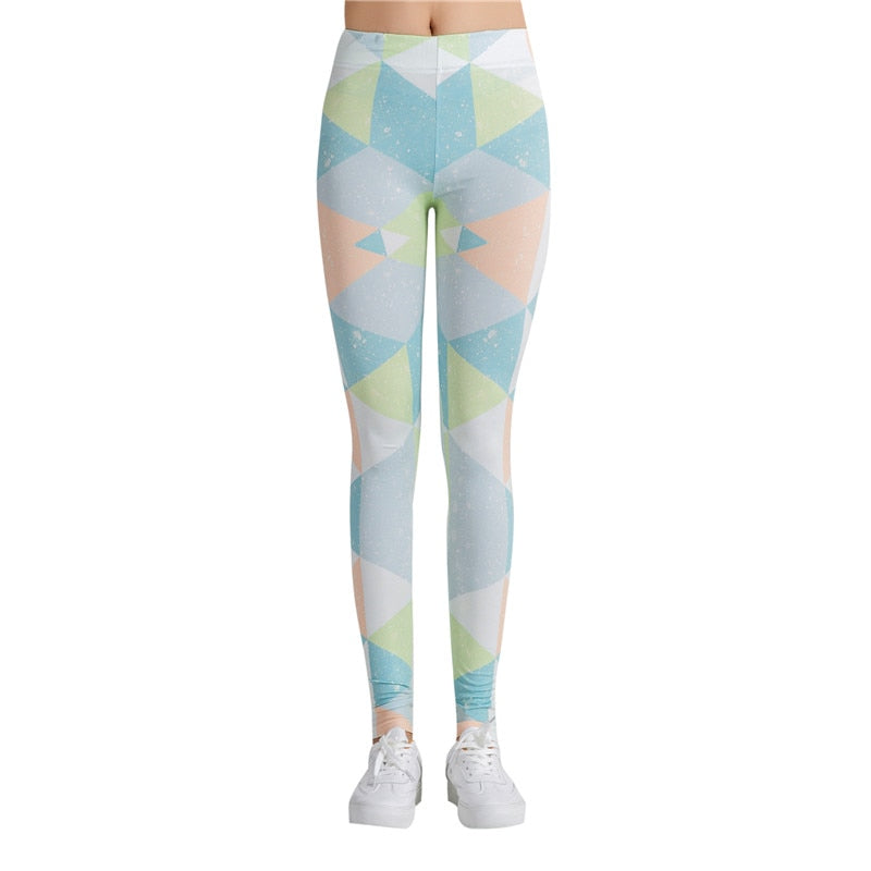 Blue & Green Triangle Leggings-Legletic