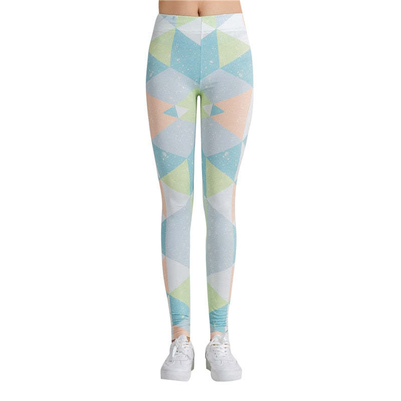 Blue & Green Triangle Leggings-Legletic