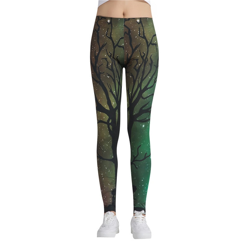 Lonely Tree Printed Leggings-Legletic