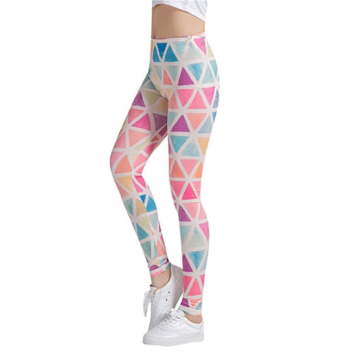 Colorful Triangles Printed Leggings-Legletic