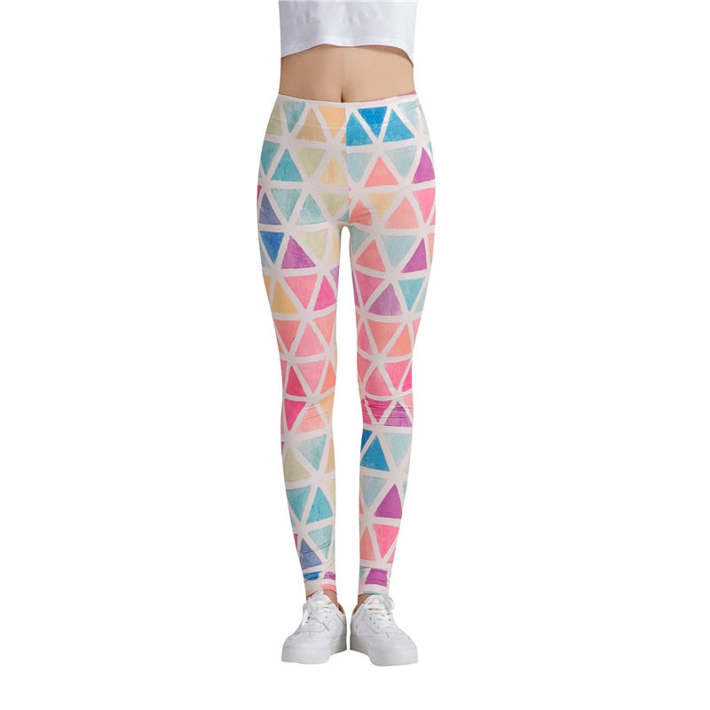 Colorful Triangles Printed Leggings-Legletic