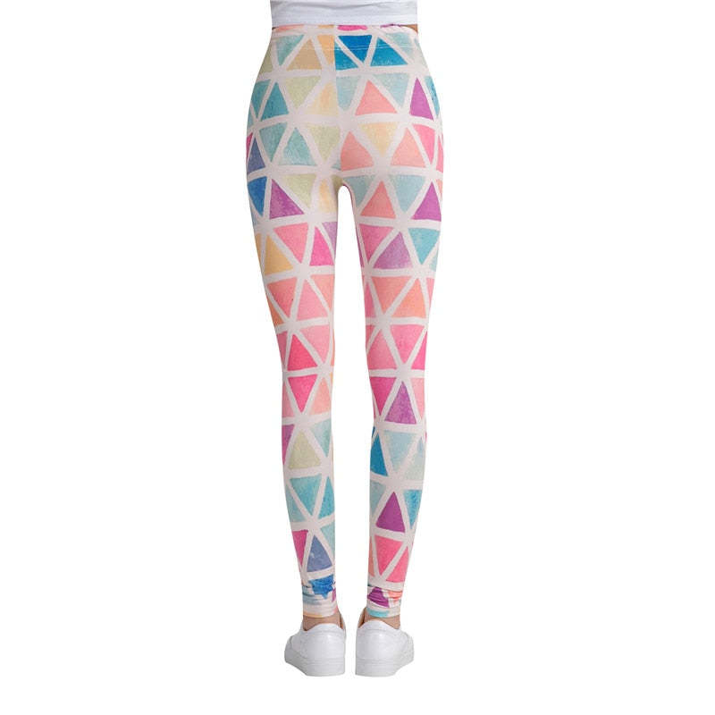 Colorful Triangles Printed Leggings-Legletic