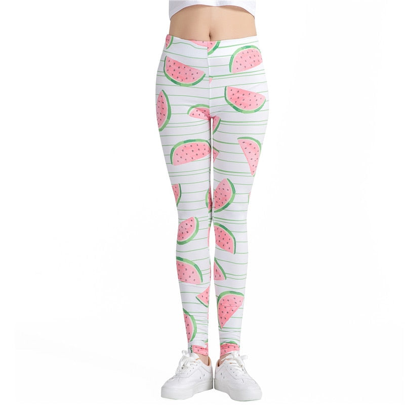 Watermelon Printed Leggings-Legletic