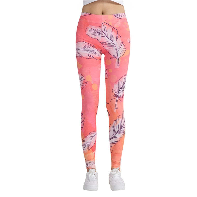 Feather Printed Leggings-Legletic