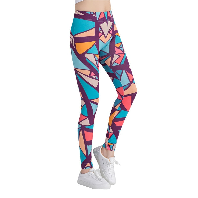 Abstract Blocks Colorful Print Leggings-Legletic
