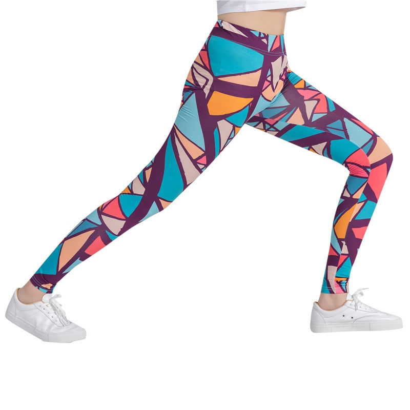 Abstract Blocks Colorful Print Leggings-Legletic